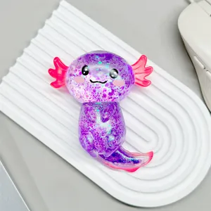 Niedliches lila Glitzer Axolotl Quetschspielzeug zum Stressabbau und zur Dekoration