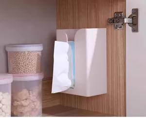 Wall-mounted tissue box, punch-free waterproof paper towel holder for bathroom and kitchen storage.