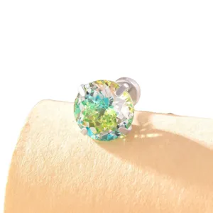Elegant 8mm round gradient cubic zirconia cartilage stud earring in silver titanium steel