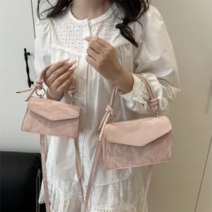 Vintage PU Leer Top Handvat Kleine Vierkante Tas Vrouwen Casual Mode Effen Kleur Schoudertas