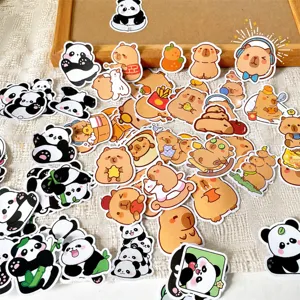 Simpatico Pacchetto Di Adesivi Cartoon Capibara Panda Impermeabile Autoadesivo Per Bambini Bottiglia D'Acqua Diario Decorazione DIY
