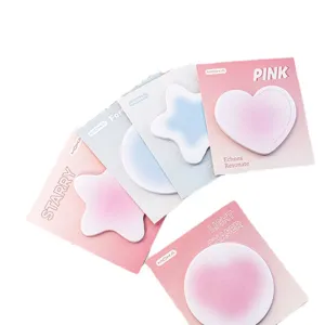 Pastel verloop zelfklevende notities set met hart en ster vormen, schattig memo.