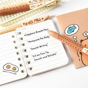 Moka Capybara Gel Pen Cute Cartoon Student Exam Writing Stationery Press Neutral Pen With Dual Bead Tip