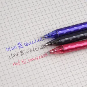 Uitwisbare gelpennen 0.5mm klikbaar zwart blauw rood inkt schrijf test detail weergave