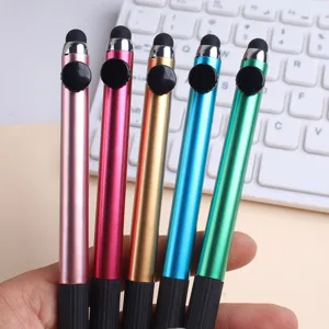 Multifunktionaler kapazitiver Eingabestift mit buntem Metallgehäuse und weicher Spitze.