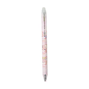 Leuke roze uitwisbare gelpen met schattig vospatroon, soepel schrijven van 0,5 mm.