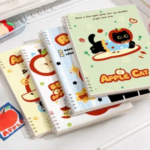 Schattig appel kat losbladige notitieboek B5 A5 spiraal dagboek met dik papier voor studenten.