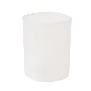 Round transparent frosted pen holder, simple minimalist desktop stationery storage organizer desk.