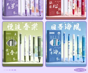 Cute aesthetic colored gel pen set 5pcs highlighters planner journaling pens cute stationery