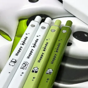 Cute retractable gel pens set with lovely panda design, quick drying black ink for smooth writing.