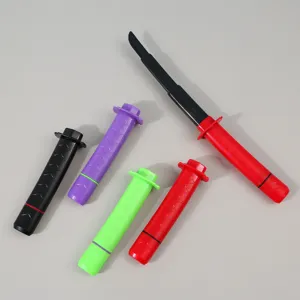 Creative samurai katana gel pen set, cute plastic sword ballpoint pens with black ink for students.