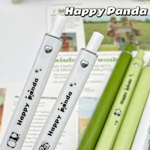 Cute panda gel pens with lovely heart decor and smooth writing for students and daily use.