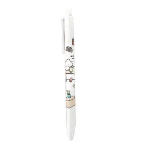 Cute cartoon bear retractable gel pen 0.5mm black ink student stationery writing pen white