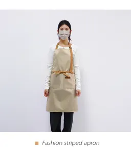 Tablier rayé tendance pour la cuisine, la cuisson, la pâtisserie et le travail des ongles avec sangle.