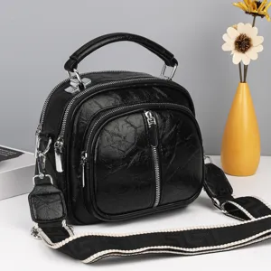 Damen Mode PU-Leder Umhängetasche Lässige Mehrschichtige Schulter Handtasche Retro Weiches Leder Tägliche Tasche
