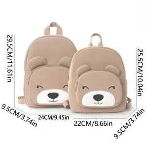 Cute corduroy bear backpack for kids, casual school bag with cute ears and front pocket.