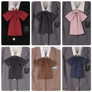 JK Uniform Polka Dot lange Schleife, süße Student College Stil Krawatte Kragen Zubehör für Mädchen.