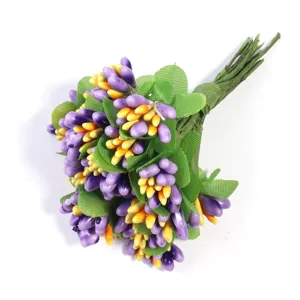 Künstliche Beeren Staubgefäß Bund mit grünen Blättern, zweifarbige matte DIY Blumen Zubehör.