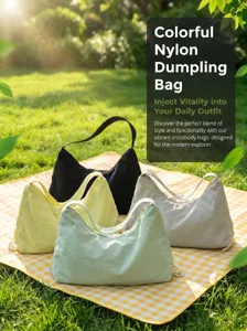 Colorful nylon dumpling bag, large capacity casual crossbody shoulder bag for daily commuting.