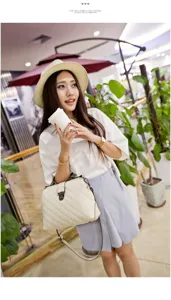 Retro women doctor bag PU leather quilted handbag fashion casual shoulder crossbody bag