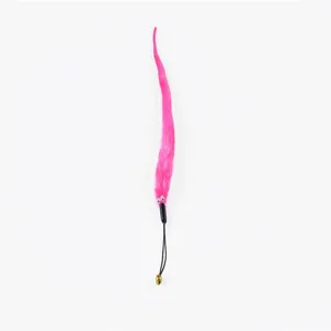 Testa di ricambio morbida per gatto peluche a forma di bruco rosa con cordino e campanello.