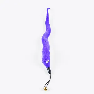 Testa di ricambio giocattolo gatto verme viola con corda campanello, gioco interattivo per animali.