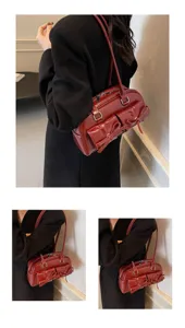 Élégant sac à épaule verni style ballet avec joli nœud, sac à main tendance pour femme.