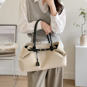 Retro large capacity women tote bag stylish casual Korean style shoulder commuting handbag