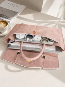 Pink laptop bag women commute briefcase lightweight student handbag stylish computer tablet sleeve