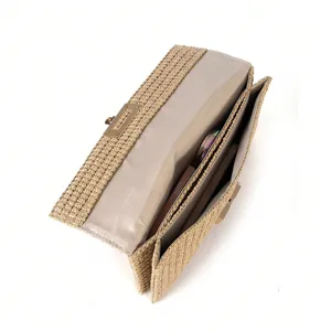 Straw woven clutch bag for women summer beach vacation multi-compartment shoulder handbag
