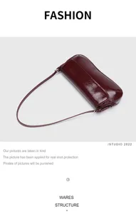 Red patent leather baguette shoulder bag for women, stylish minimalist flap commuting handbag.