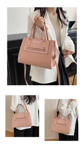 Stylish pink women shoulder handbag detail, elegant croc-embossed flap design with gold hardware.
