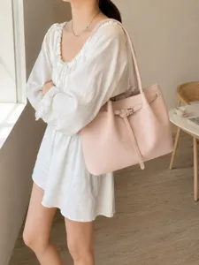 Women pink shoulder tote bag stylish minimalist commuter handbag casual large capacity stylish