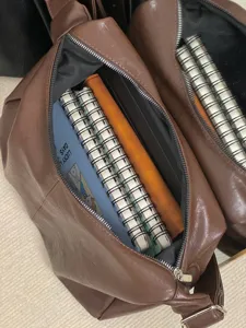 Brown vintage soft leather crossbody bag with large capacity, perfect for daily casual use.