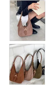 Women suede hobo shoulder bag crescent underarm bag casual daily commute handbag stylish purse