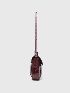 Red patent leather baguette bag, stylish minimalist shoulder handbag for women summer new