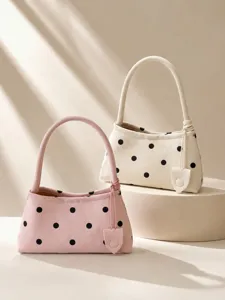 Close-up detail of the stylish Korean ins style polka dot underarm bag, featuring a chic design.