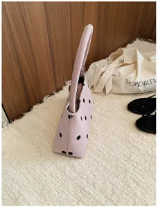 Pink polka dot underarm bag Korean style casual shoulder handbag for women stylish daily use