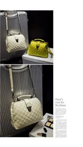 Retro PU leather doctor bag, chic quilted shoulder handbag for women, vintage style.