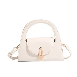 Summer new solid color semi-circular handbag retro commuter chic casual crossbody bag