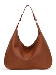 Large capacity brown leather tote bag vintage casual shoulder bag for women commuting