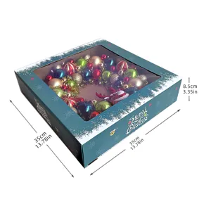 Weihnachtskranz Ornament Dekorierte Kugeln mit Box 35x35x8,5cm Festliche Feiertags Wand und Deur