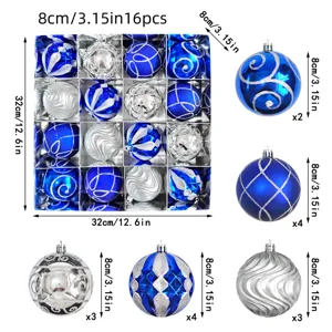 Weihnachtskugeln 8cm 16 Stueck bruchsicher Kunststoff Christbaumschmuck Dekoration.