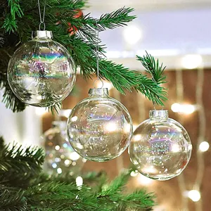 Transparente Weihnachtskugeln aus Kunststoff zum Aufhängen für den Baum DIY Deko neu