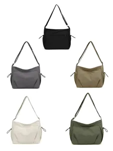 Waterproof nylon crossbody bag, large capacity lightweight women shoulder tote, casual commute.