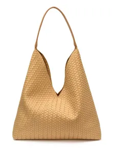 Classic woven shoulder bag for women, large capacity stylish tote and underarm bag.