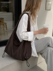 Large Capacity Nylon Hobo Shoulder Bag Women Minimalist Commuting Underarm Tote Bag Stylish Casual Daily Handbag