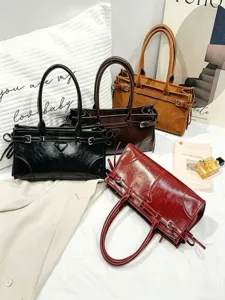 Women Large Capacity Tote Bag PU Leather Casual Shoulder Crossbody Bag Urban Minimalist Commuter Handbag