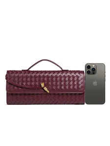 Woven leather shoulder bag stylish chic handbag premium designer style crossbody bag