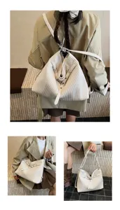 Stylish pleated shoulder bag for women, large capacity casual tote for daily commute and work.
